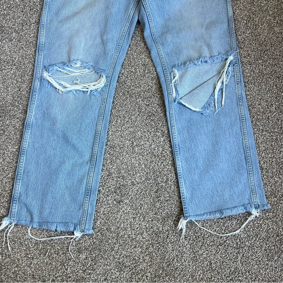 Re/Done 90s High Rise Loose Jeans in Breezy Indigo With Rips, Size 29 - Picture 7 of 11